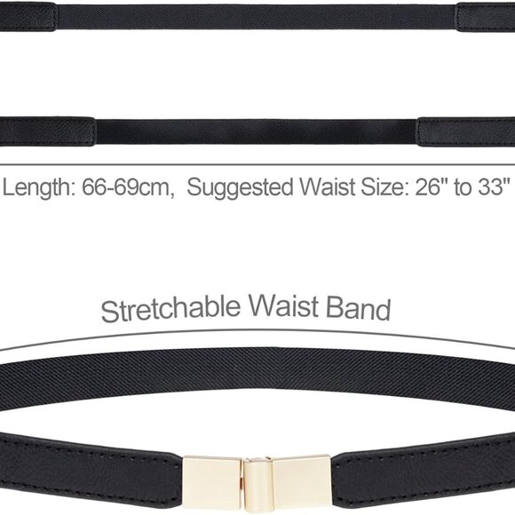 Skinny Belts for Women 5 Pack - Various Colors & Unique Buckle Designs - Picture 3 of 6